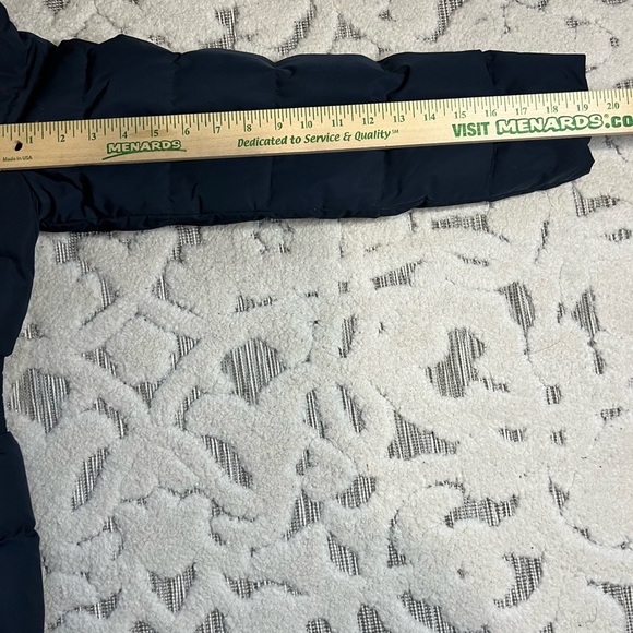 Cole Haan Women's 40" Signature Hooded Taffeta Down Coat Sz S Elastic Waist Navy - Picture 15 of 15